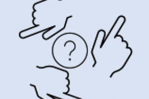 Drawing of hands searching around a question mark
